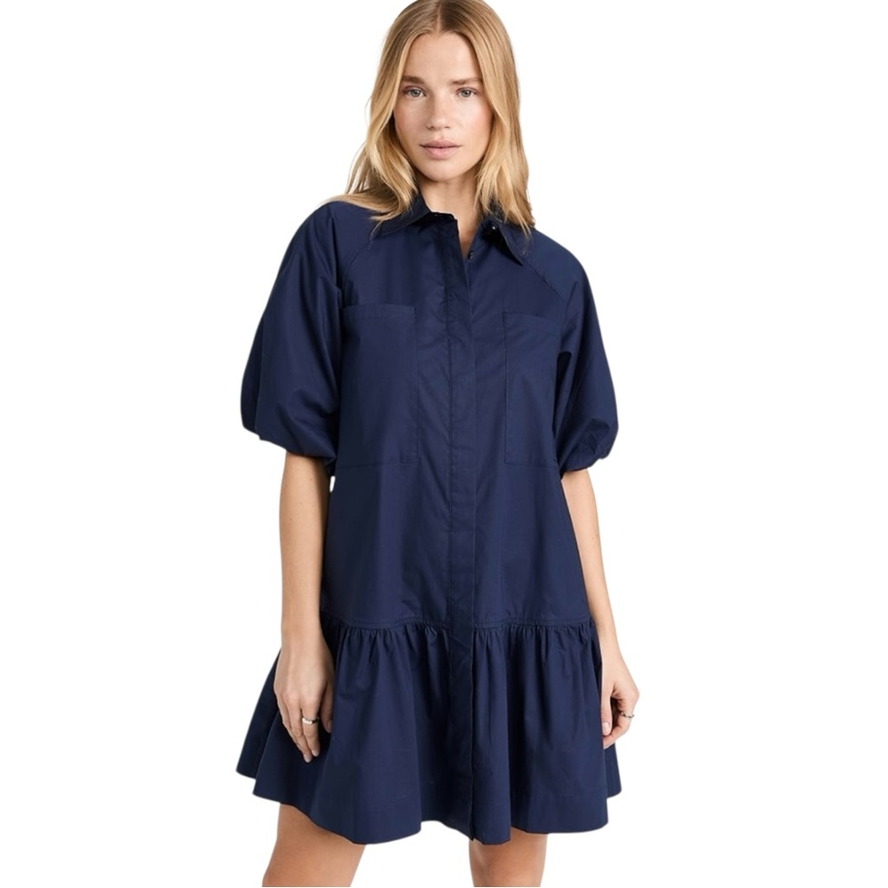 PINCH Crissy Cotton Poplin Dress Navy Blue Size Medium